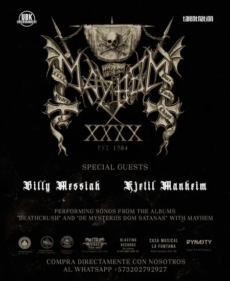 Mayhem regresa a Bogotá: 40 años de oscuridad y leyenda del black metal
