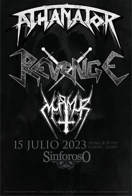 Flayer evento Athanator, Revenge, Murmur en ANDES - Antioquia