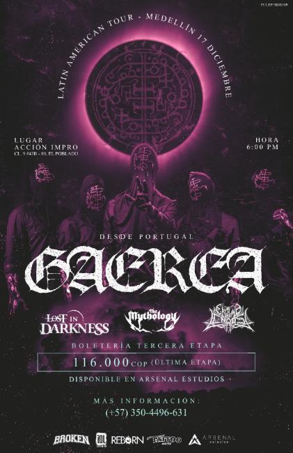 Flayer evento Gaerea - Latin American Tour 2022