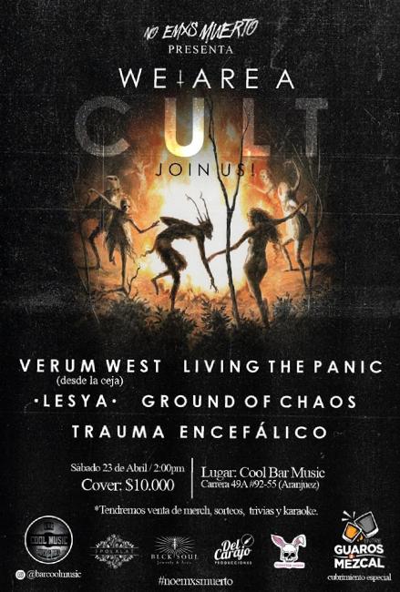 Flayer evento No Emxs Muerto, We Are a Cult