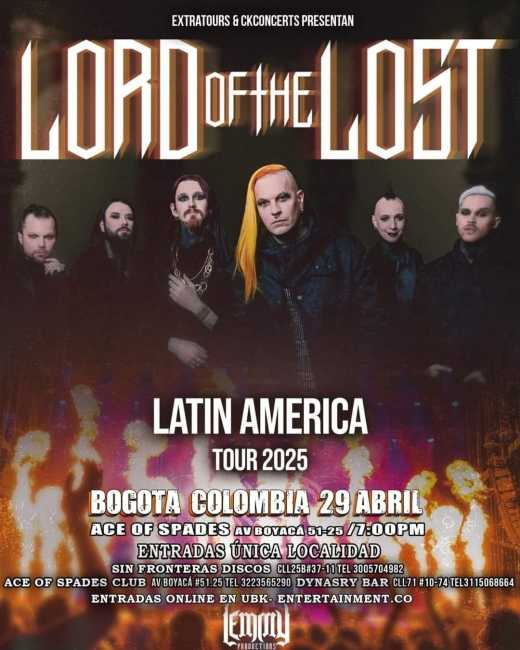 Flayer evento LORD OF THE LOST en Bogotá