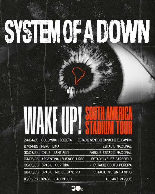 Flayer evento system of a down en Colombia