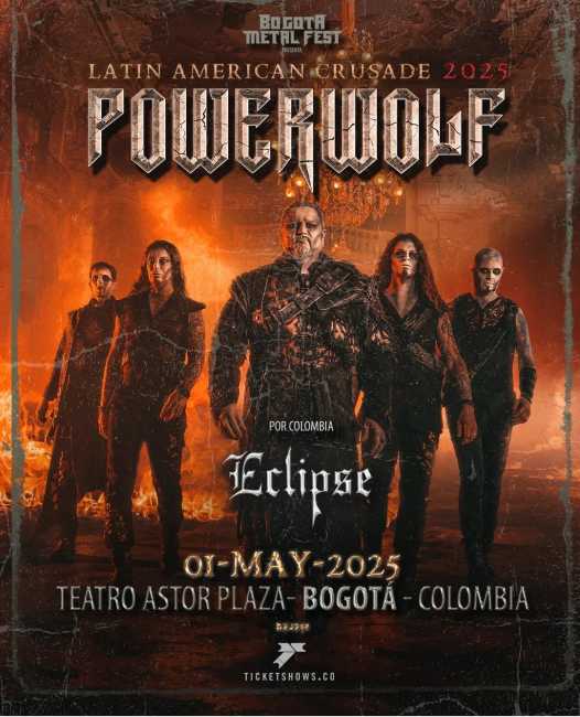 Flayer evento POWERWOLF en Bogotá
