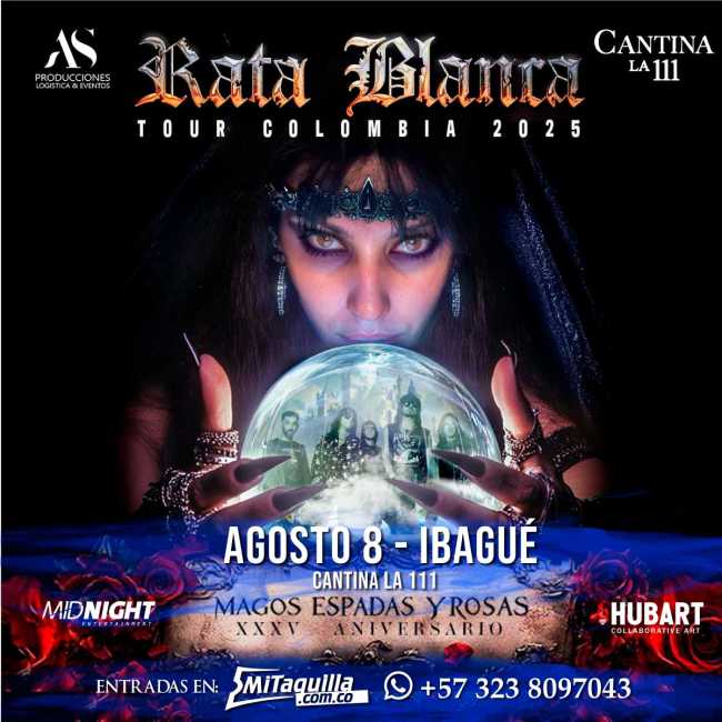 Flayer evento Rata Blanca – Ibagué 2025