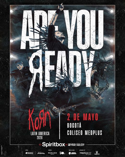 Flayer evento KORN en Colombia 2026