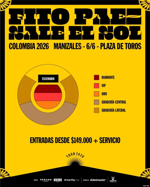 Flayer evento FITO PÁEZ | SALE EL SOL  | Manizales
