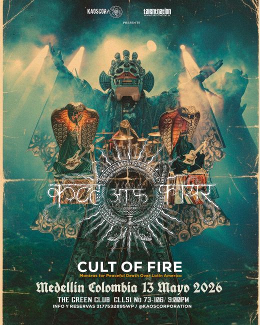 Flayer evento CULT OF FIRE EN MEDELLIN