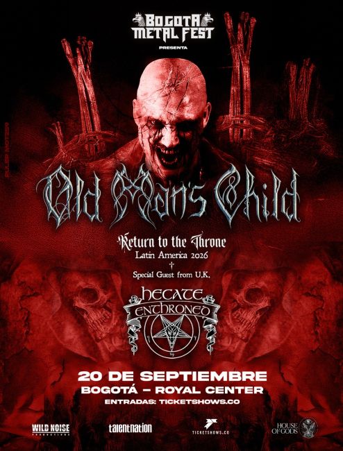 Flayer evento OLD MAN’S CHILD + HECATE ENTHRONED EN BOGOTA
